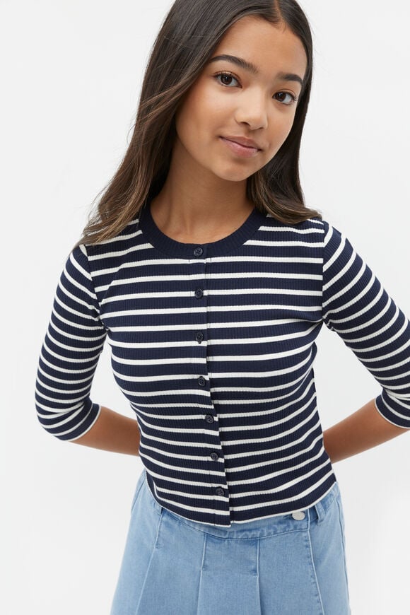 Button Up Rib Tee  New Navy Button Up Rib Tee  New Navy  hi-res