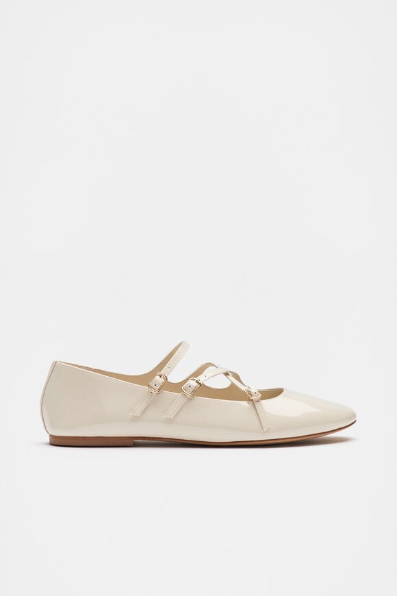 Cameron Triple Strap Ballet Flat  Cream Patent Cameron Triple Strap Ballet Flat  Cream Patent  hi-res