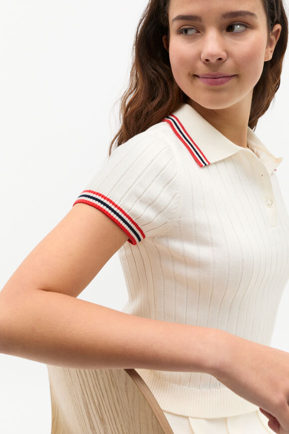 Knit Polo Tee  Light Cream Knit Polo Tee  Light Cream  hi-res