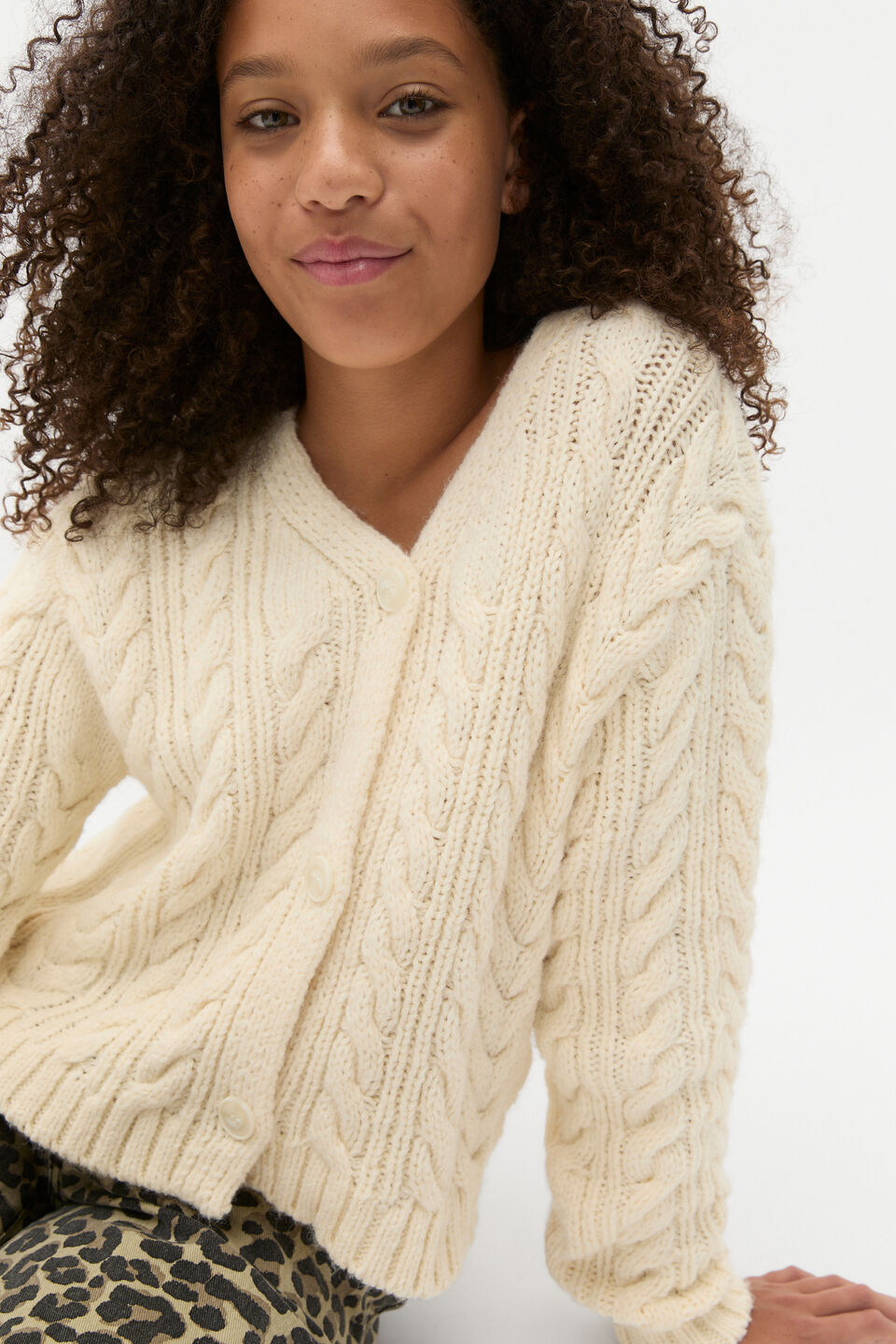 Cable Knit Cardigan  Rich Cream