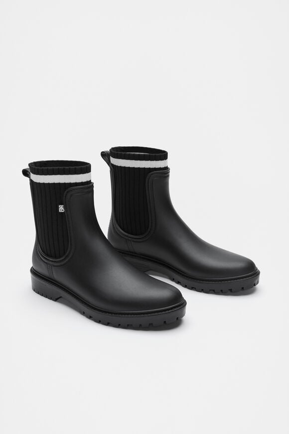 Rib Stripe Gumboot  Black  hi-res