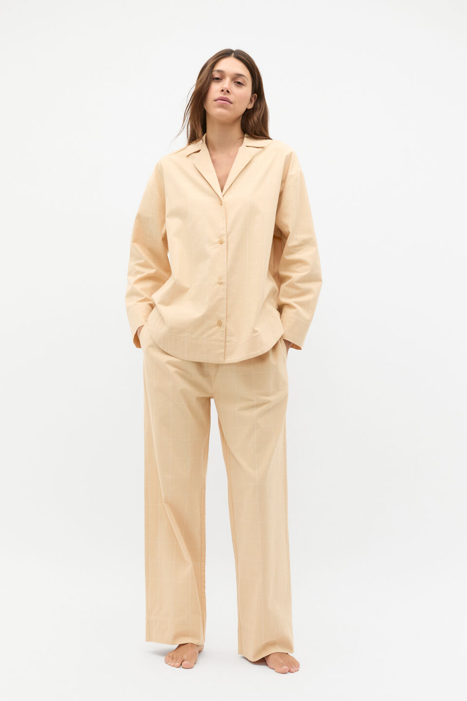 Flannelette Shirt and Pant PJ Set  Marzipan