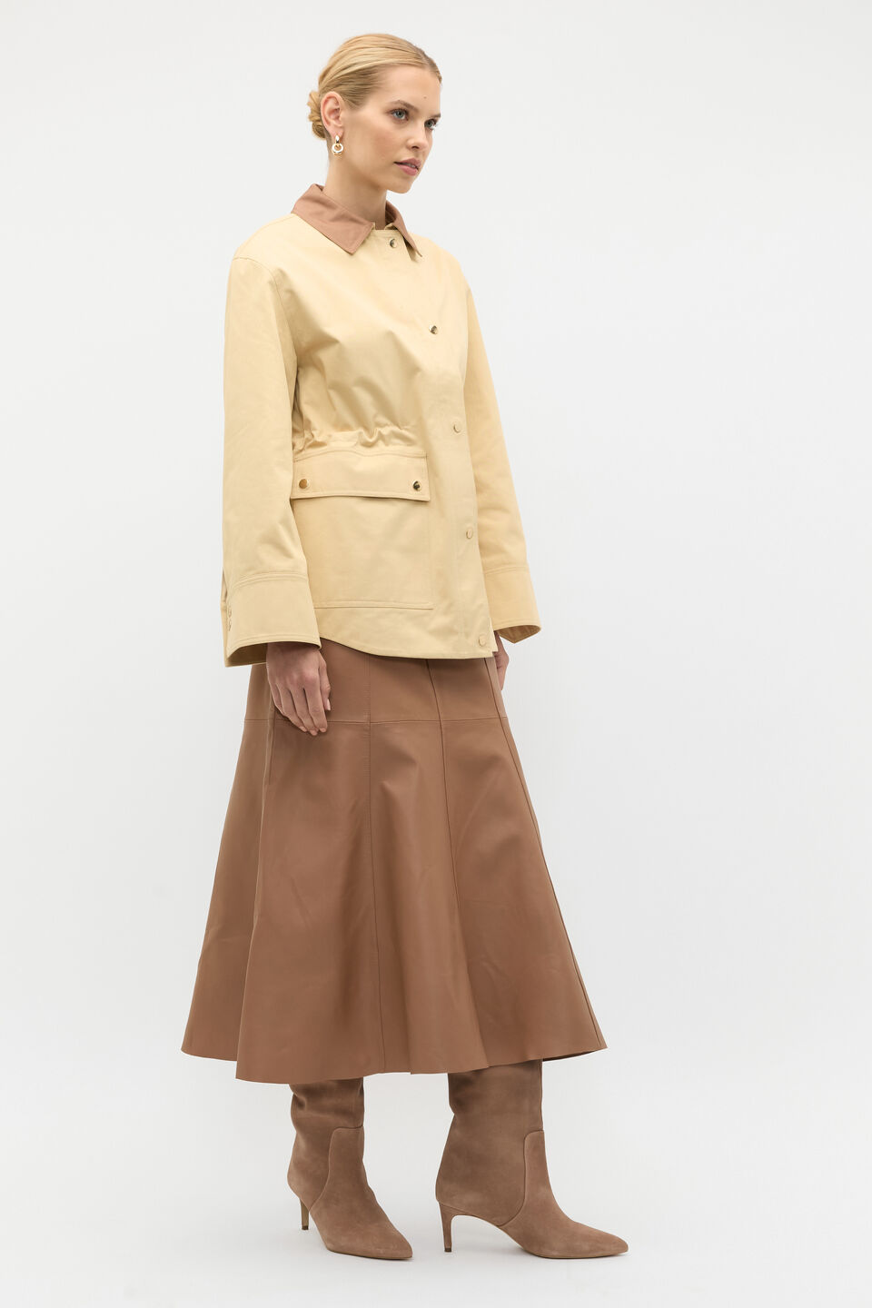 Contrast Collar Barn Jacket  Marzipan