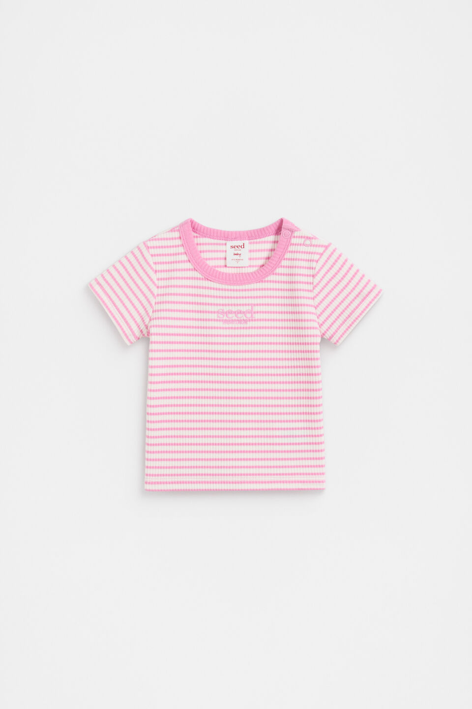 Core Logo Rib Tee  Candy Pink Stripe