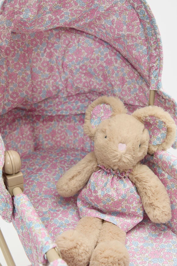 Ditsy Floral Vintage Doll Pram  Pink  hi-res