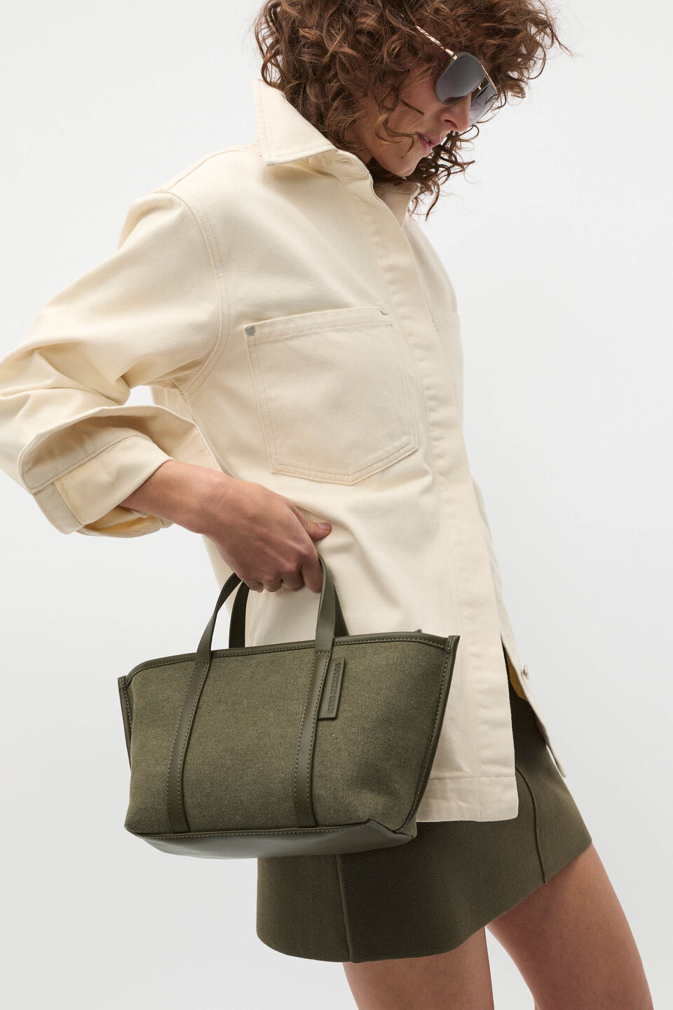 Trim Detail Mini Tote  Olive Leaf