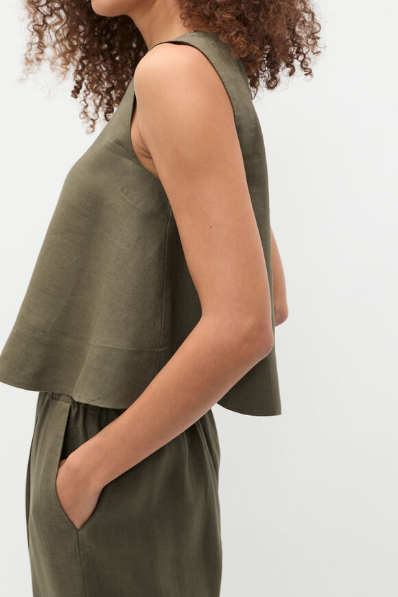 Core Linen Shell Top  Olive Leaf  hi-res