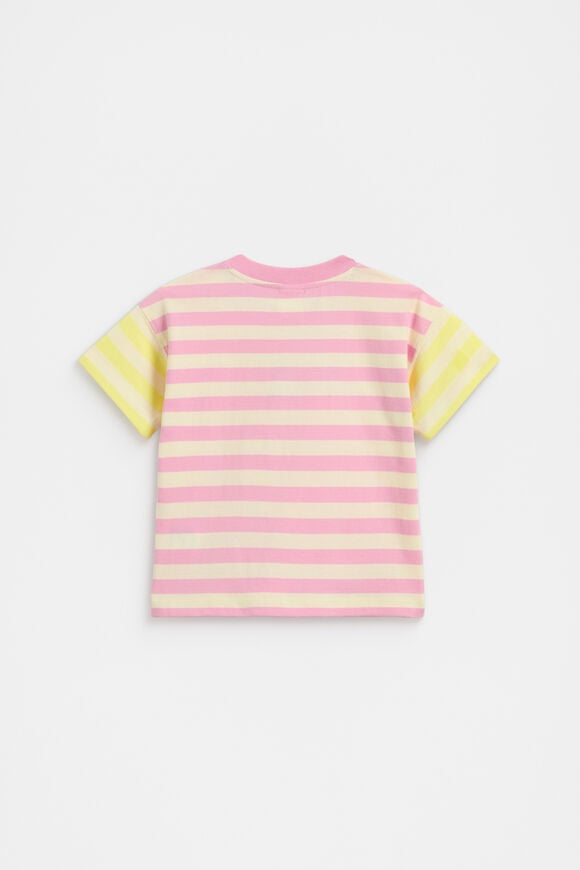 Stripe Colourblock Logo Tee  Candy Pink Stripe Stripe Colourblock Logo Tee  Candy Pink Stripe  hi-res