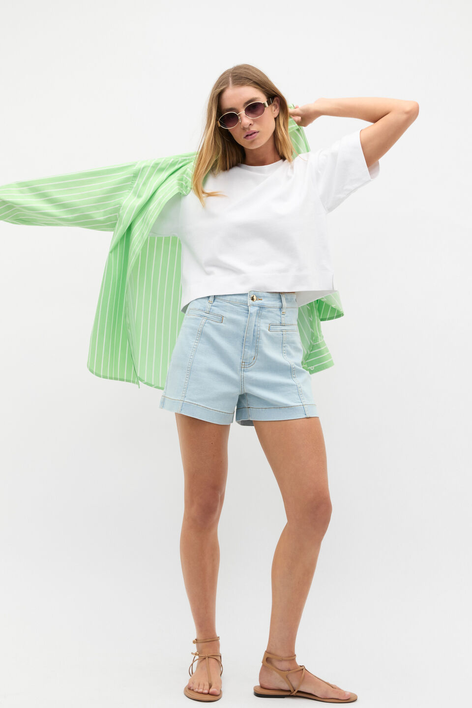 Cotton Boxy Split Hem Tee  Whisper White