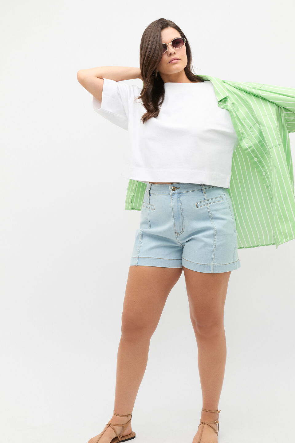 Cotton Boxy Split Hem Tee  Whisper White