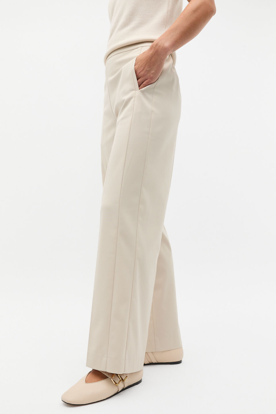 Elasticated Wide Leg Pant  Oat