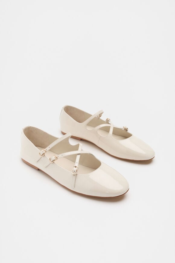 Cameron Triple Strap Ballet Flat  Cream Patent Cameron Triple Strap Ballet Flat  Cream Patent  hi-res