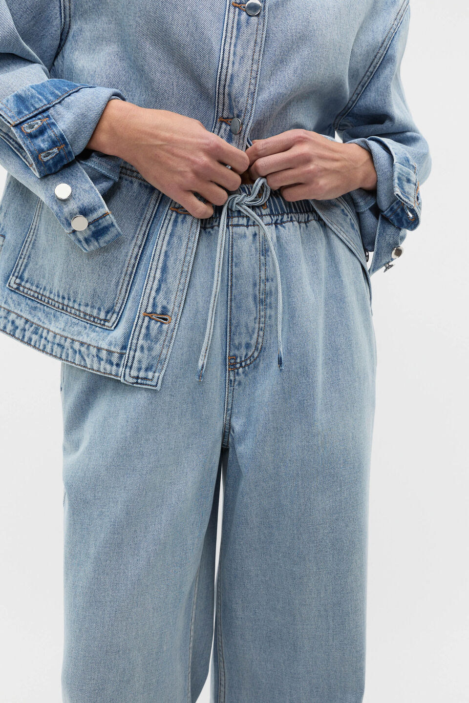 Elasticated Wide Leg Jean  Blue Wash