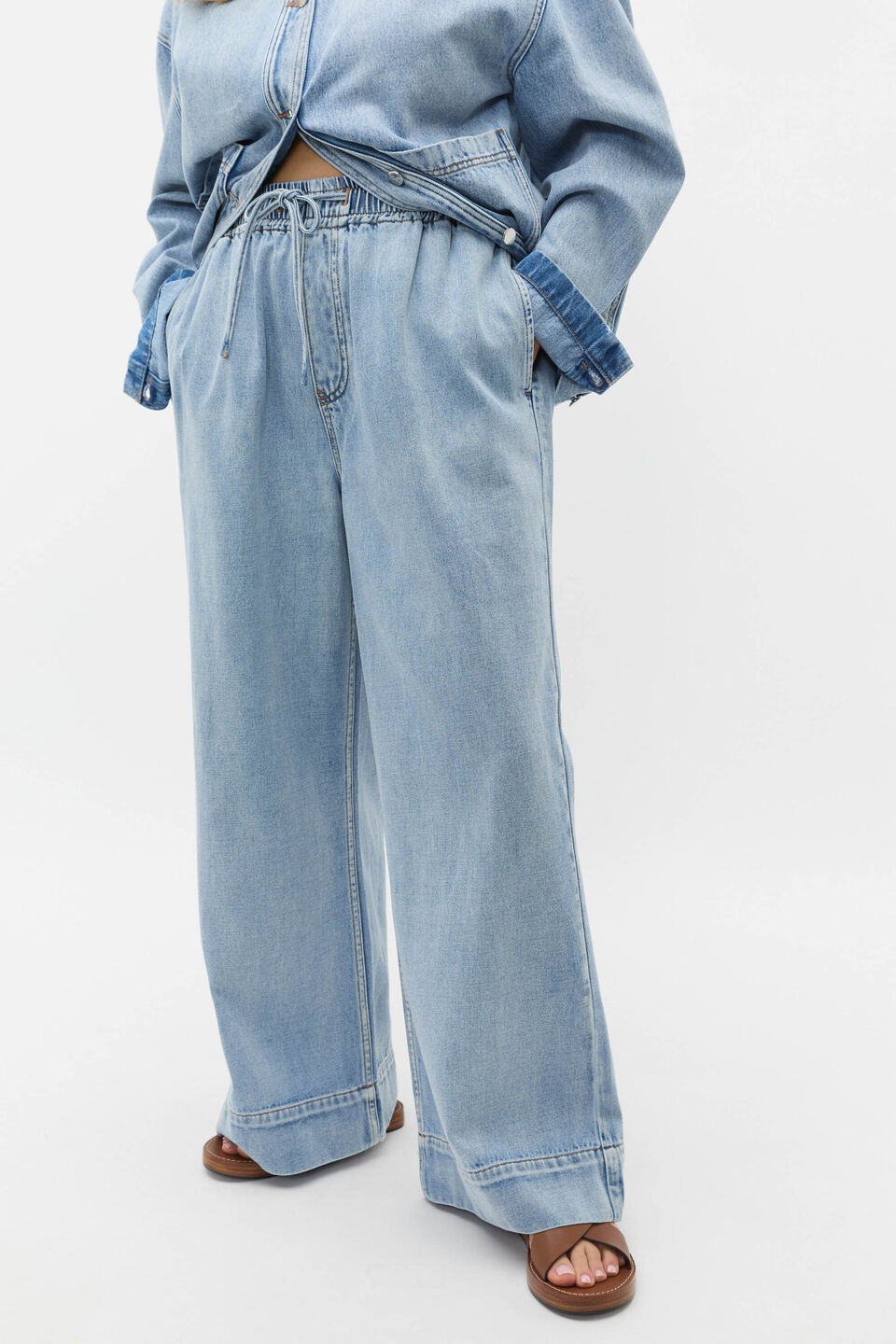 Elasticated Wide Leg Jean  Blue Wash