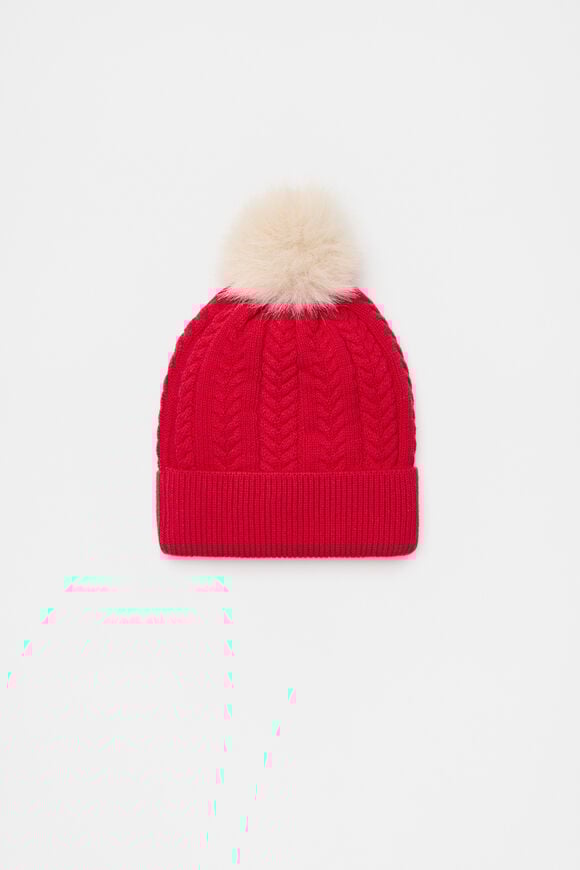 Cable Knit Beanie  Chilli Red Cable Knit Beanie  Chilli Red  hi-res
