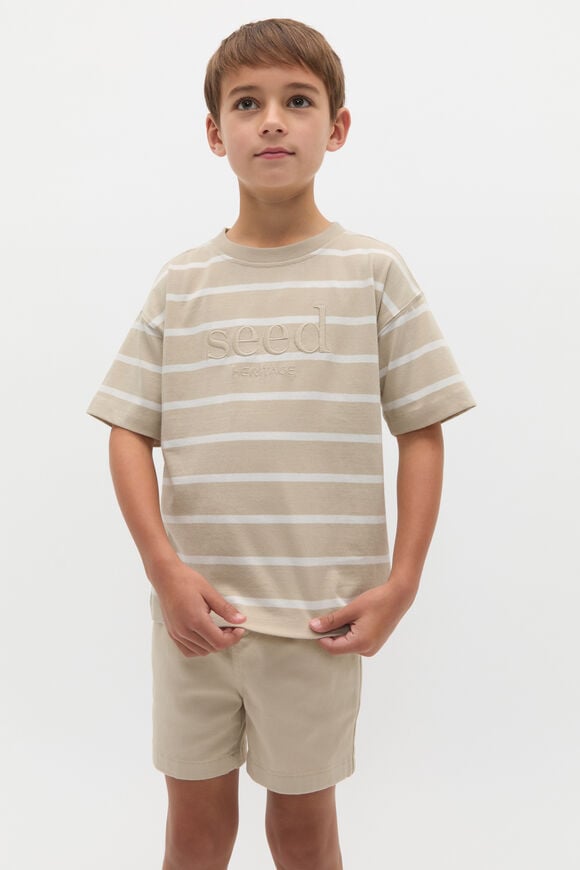 Stripe Logo Tee  Cool Stone Stripe Logo Tee  Cool Stone  hi-res