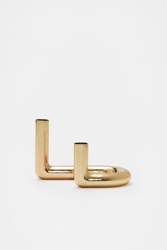 Jude Twin Candle Holder  Gold Jude Twin Candle Holder  Gold  hi-res
