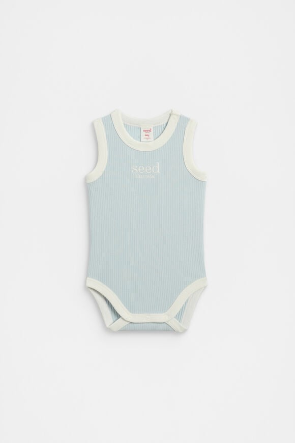 Logo Tank Bodysuit  Soft Blue Logo Tank Bodysuit  Soft Blue  hi-res