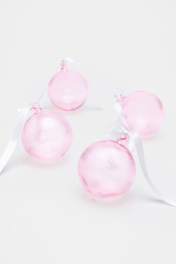 Glass Bauble Pack of 4  Fairy Floss Glass Bauble Pack of 4  Fairy Floss  hi-res
