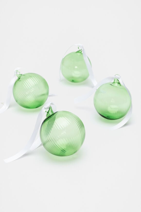 Glass Bauble Pack of 4  Green Apple Glass Bauble Pack of 4  Green Apple  hi-res