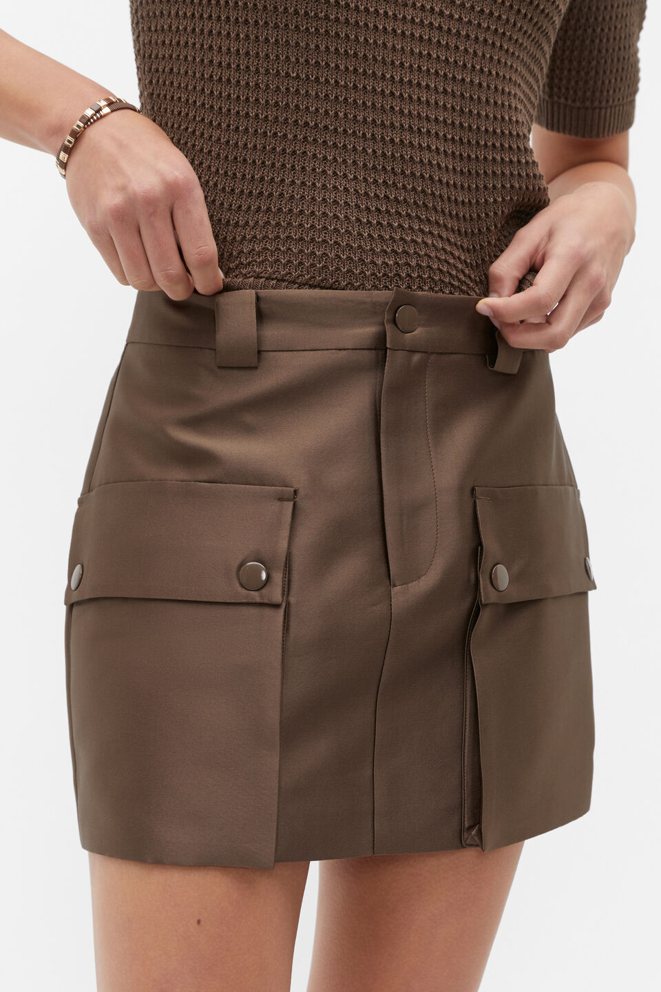 Pocket Front Mini Skirt  Affogato