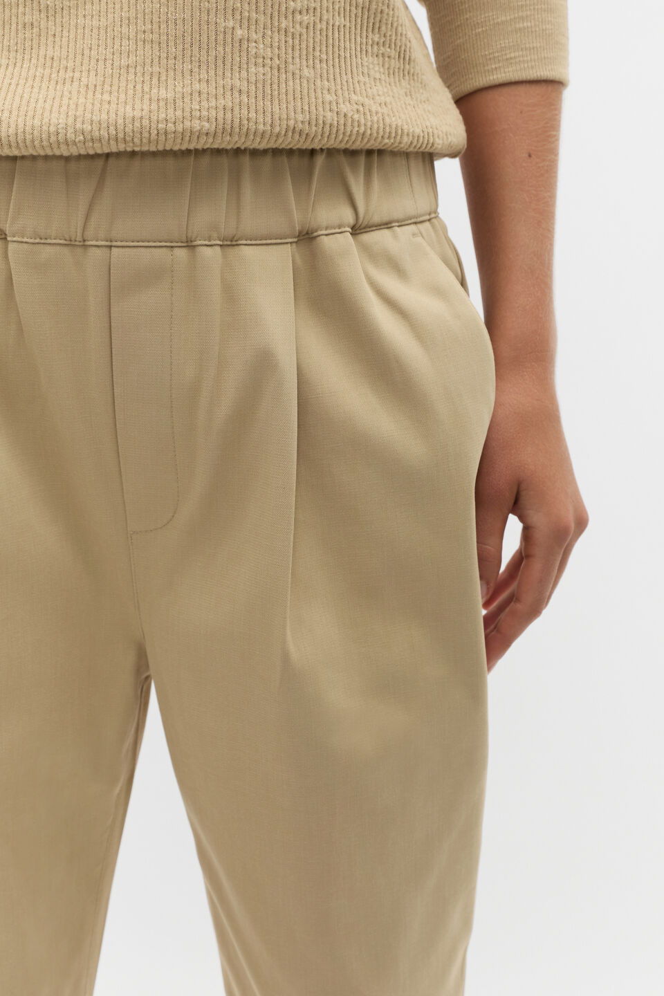 Tapered Leg Pleat Front Pant  Cashew