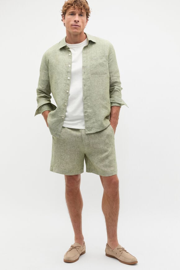 Linen Everyday Shirt  Green Apple Linen Everyday Shirt  Green Apple  hi-res