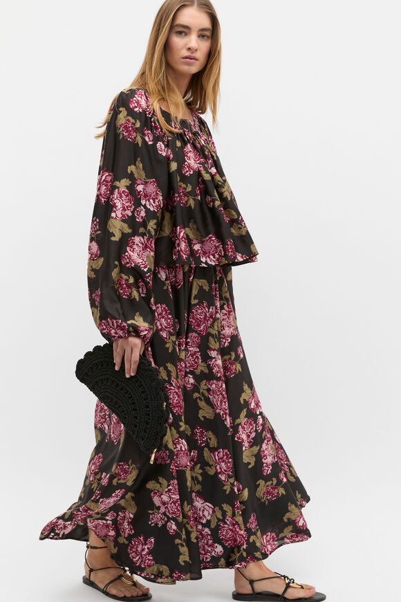 Silk Floral Square Neck Blouse  Floral Multi Silk Floral Square Neck Blouse  Floral Multi  hi-res