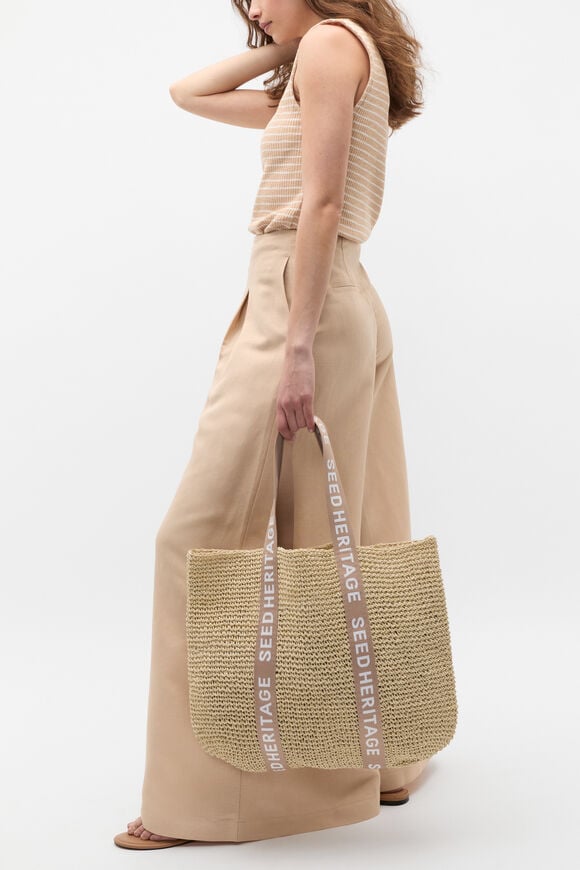 Logo Woven Basket Bag  Ecru Logo Woven Basket Bag  Ecru  hi-res