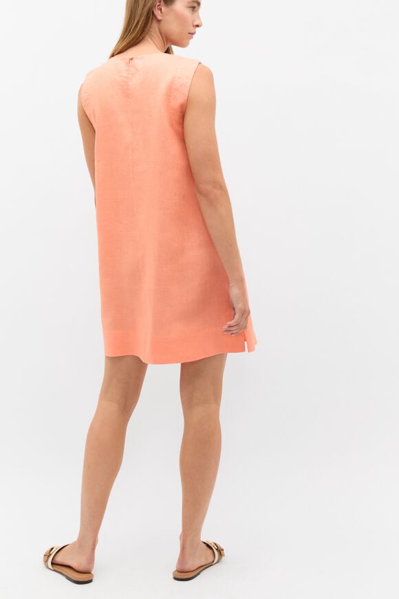 Linen A Line Mini Dress  Tangerine Linen A Line Mini Dress  Tangerine  hi-res