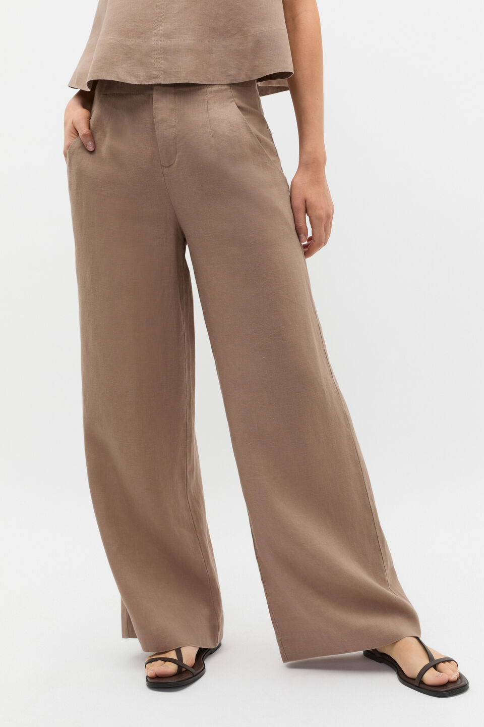 Core Linen Waisted Pant  Nutmeg