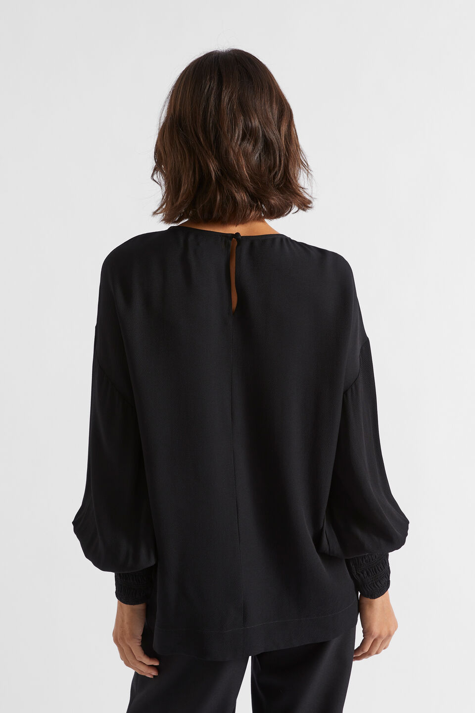 Twill Billow Blouse  Black
