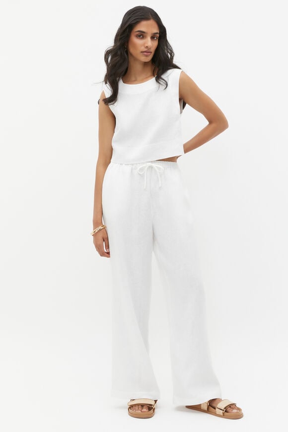 Core Linen Wide Leg Tie Pant  Whisper White Core Linen Wide Leg Tie Pant  Whisper White  hi-res