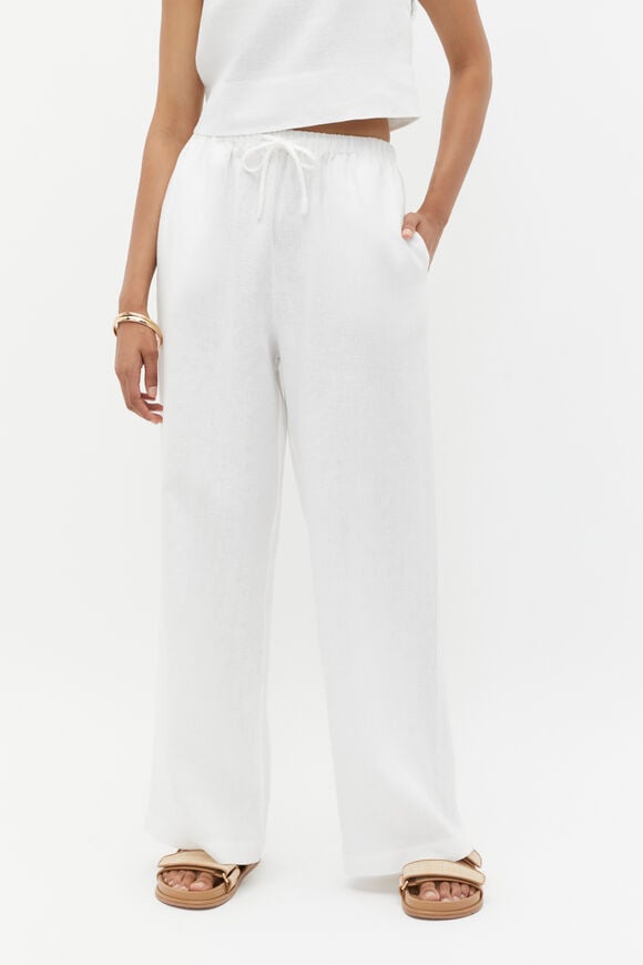 Core Linen Wide Leg Tie Pant  Whisper White Core Linen Wide Leg Tie Pant  Whisper White  hi-res