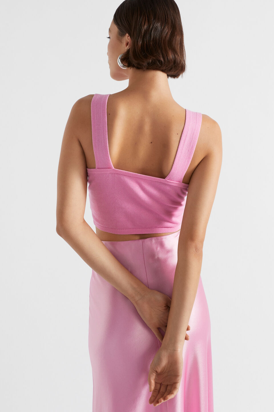 Cotton Blend Twist Knit Top  Pink Gin