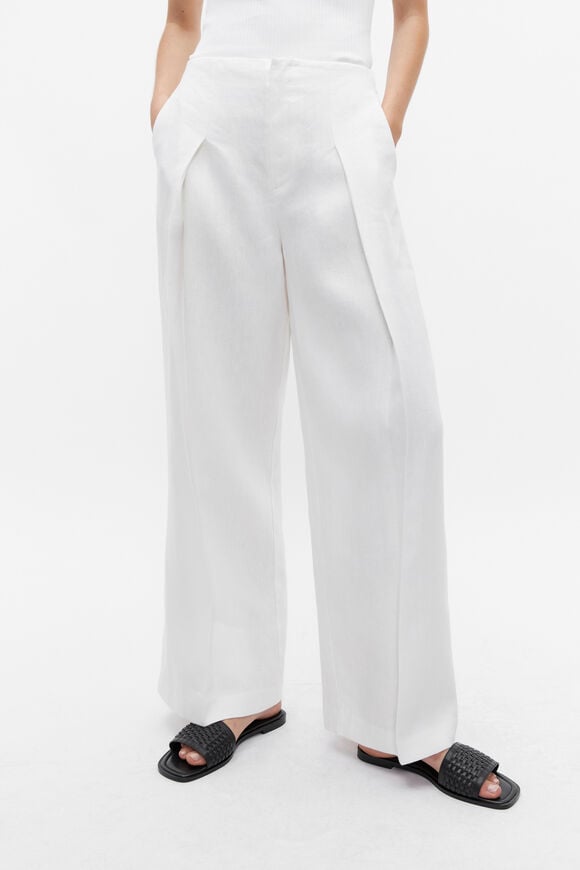 Linen Pleat Front Trouser  Cloud Cream Linen Pleat Front Trouser  Cloud Cream  hi-res