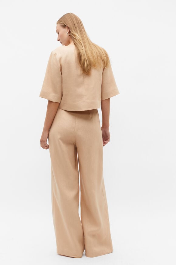 Linen Pleat Front Trouser  Nougat Linen Pleat Front Trouser  Nougat  hi-res