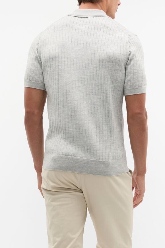 Merino Wool Polo  Silver Marle Merino Wool Polo  Silver Marle  hi-res