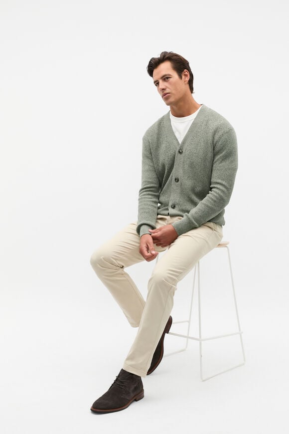 Button Down Cardigan  Dark Khaki Marle Button Down Cardigan  Dark Khaki Marle  hi-res