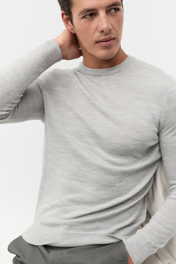 Merino Wool Crewneck  Silver Marle Merino Wool Crewneck  Silver Marle  hi-res