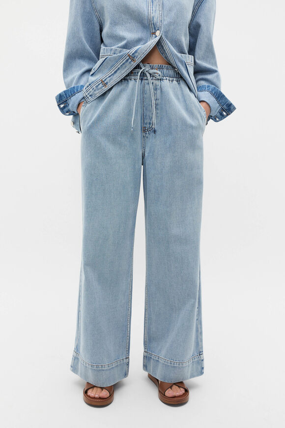 Elasticated Wide Leg Jean  Blue Wash  hi-res