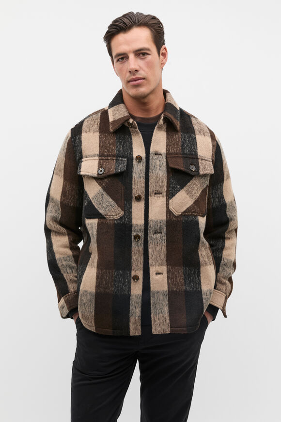 Brushed Check Overshirt  Dark Espresso Brushed Check Overshirt  Dark Espresso  hi-res