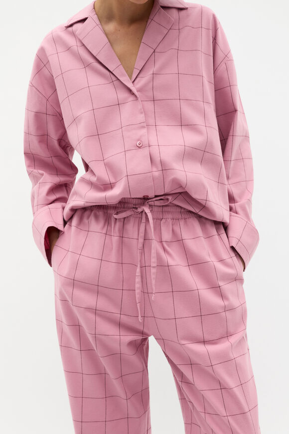 Flannelette Shirt and Pant PJ Set  Mauve Flannelette Shirt and Pant PJ Set  Mauve  hi-res