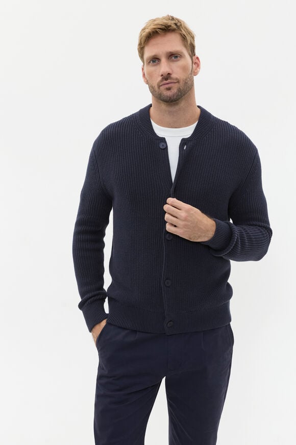 Crewneck Cardigan  Midnight Blue Crewneck Cardigan  Midnight Blue  hi-res