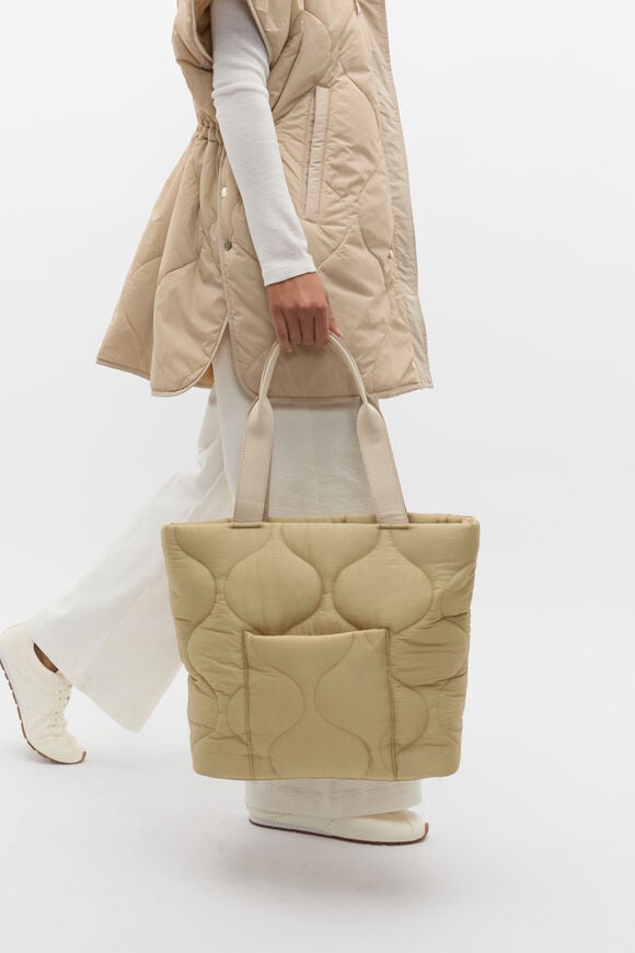 Quilted Tote  Cashew Quilted Tote  Cashew  hi-res