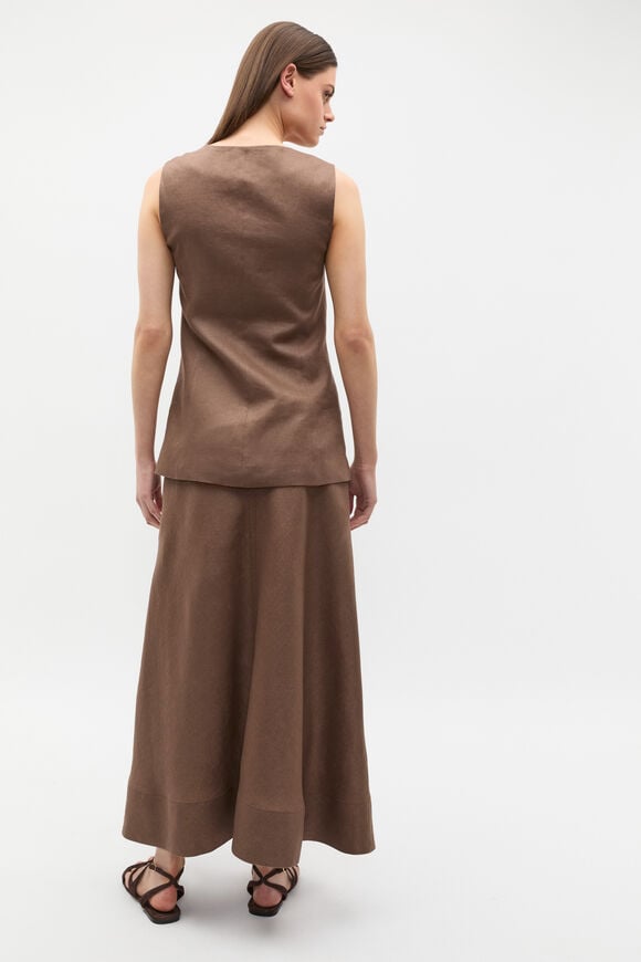 Core Linen Seam Front Skirt  Pinecone Core Linen Seam Front Skirt  Pinecone  hi-res