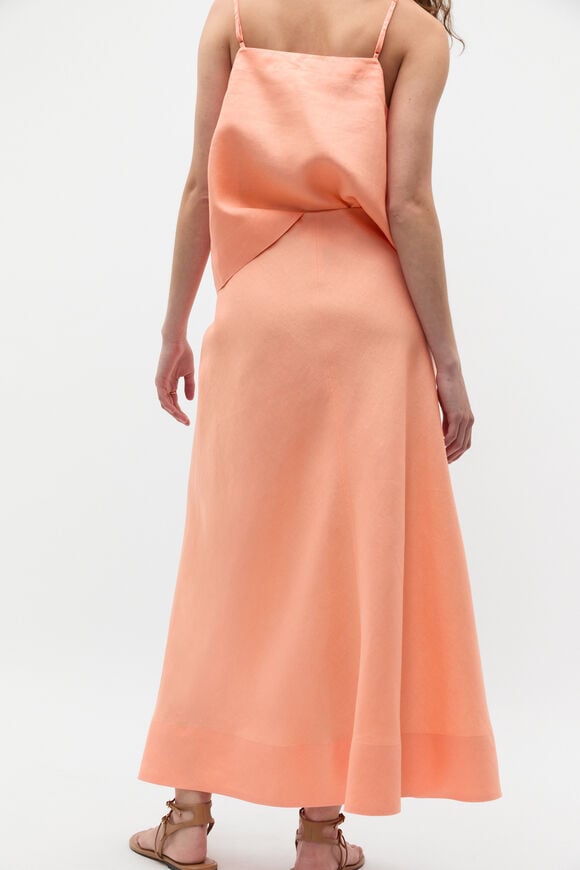 Core Linen Seam Front Skirt  Tangerine Core Linen Seam Front Skirt  Tangerine  hi-res