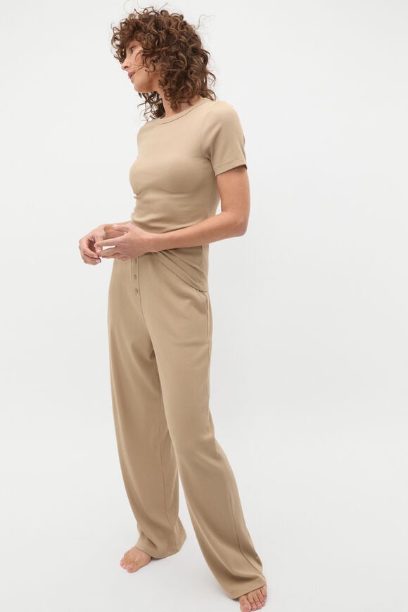 Short Sleeve and Wide Leg Pant PJ Set  Rye Short Sleeve and Wide Leg Pant PJ Set  Rye  hi-res