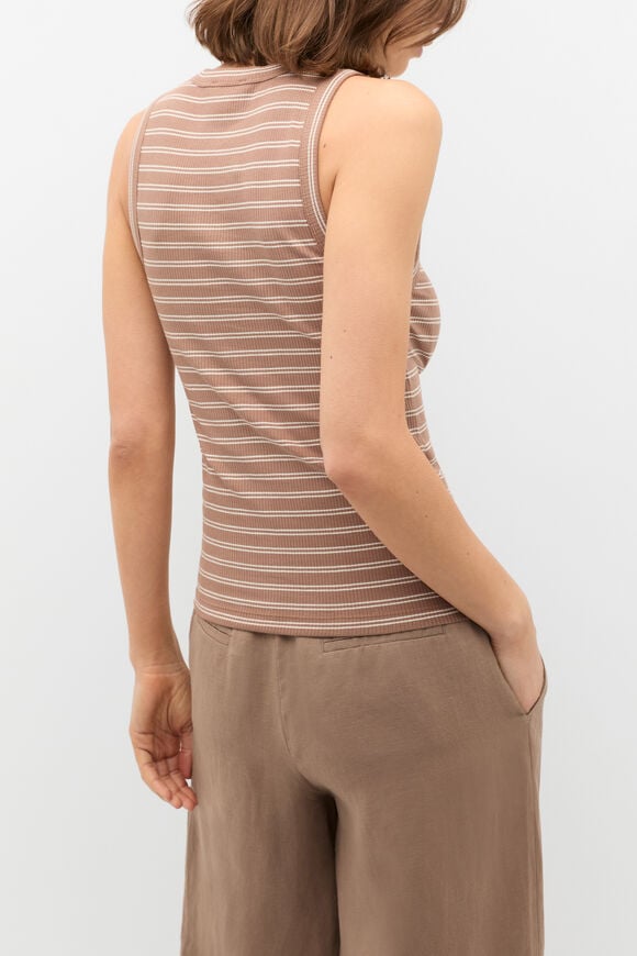 Core Australian Cotton Rib Tank  Nutmeg Stripe Core Australian Cotton Rib Tank  Nutmeg Stripe  hi-res
