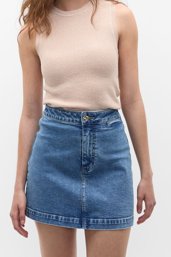 Core Denim Mini Skirt  Mist Blue Wash Core Denim Mini Skirt  Mist Blue Wash  hi-res